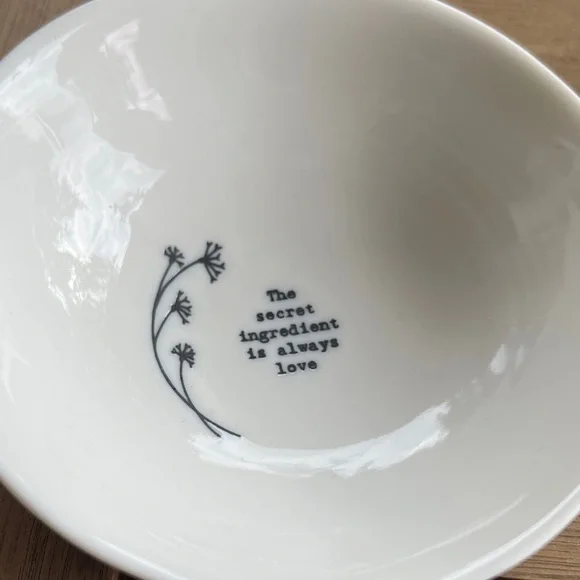 White Ceramic Bowl with Black Text - Picture 2 of 4